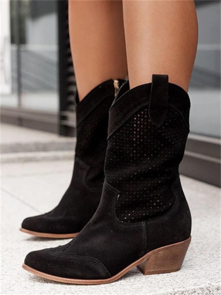 Women's Perforated Slip-On Western Boots | Hailey_3