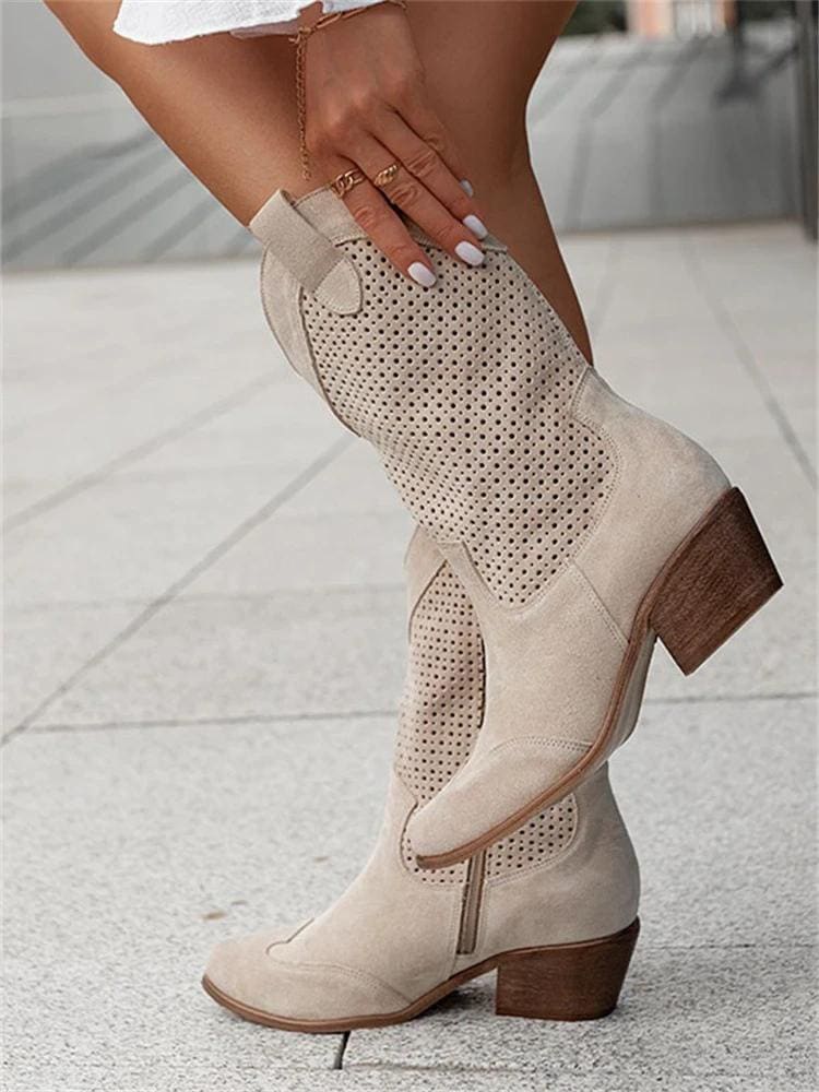 Women's Perforated Slip-On Western Boots | Hailey_5