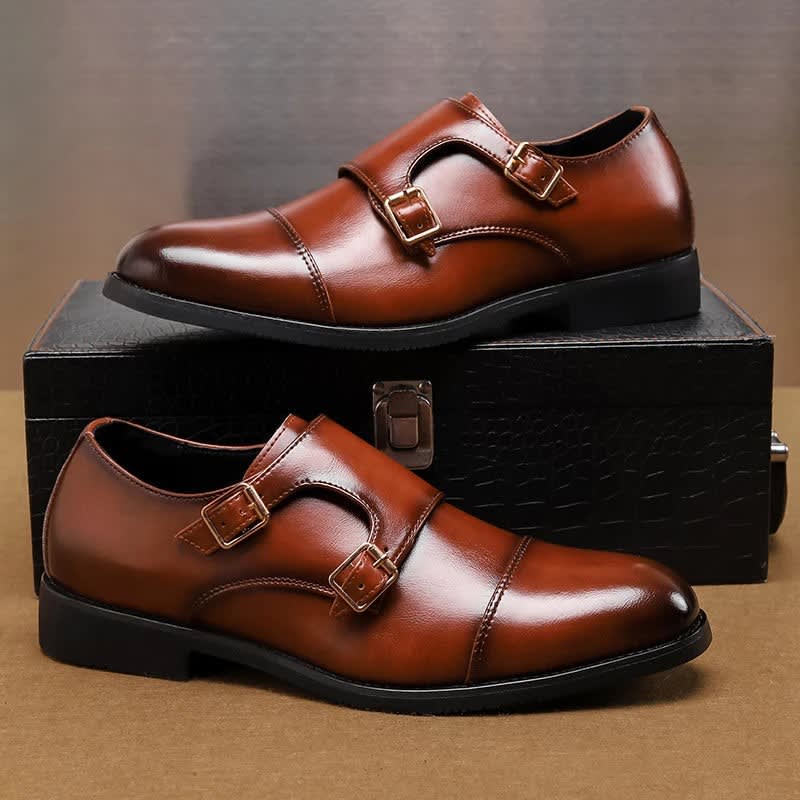 Men's Leather Double Monk Strap Shoes | Gwilym_3