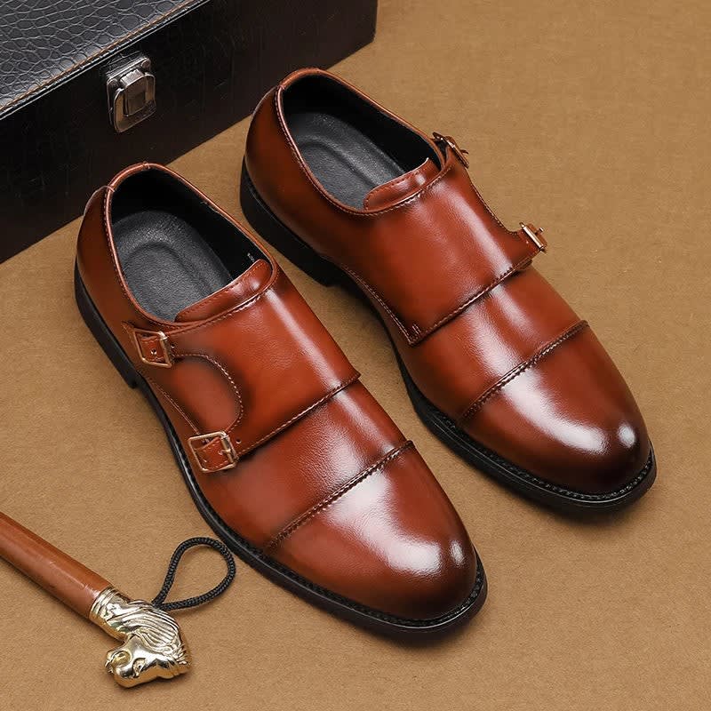 Men's Leather Double Monk Strap Shoes | Gwilym_5