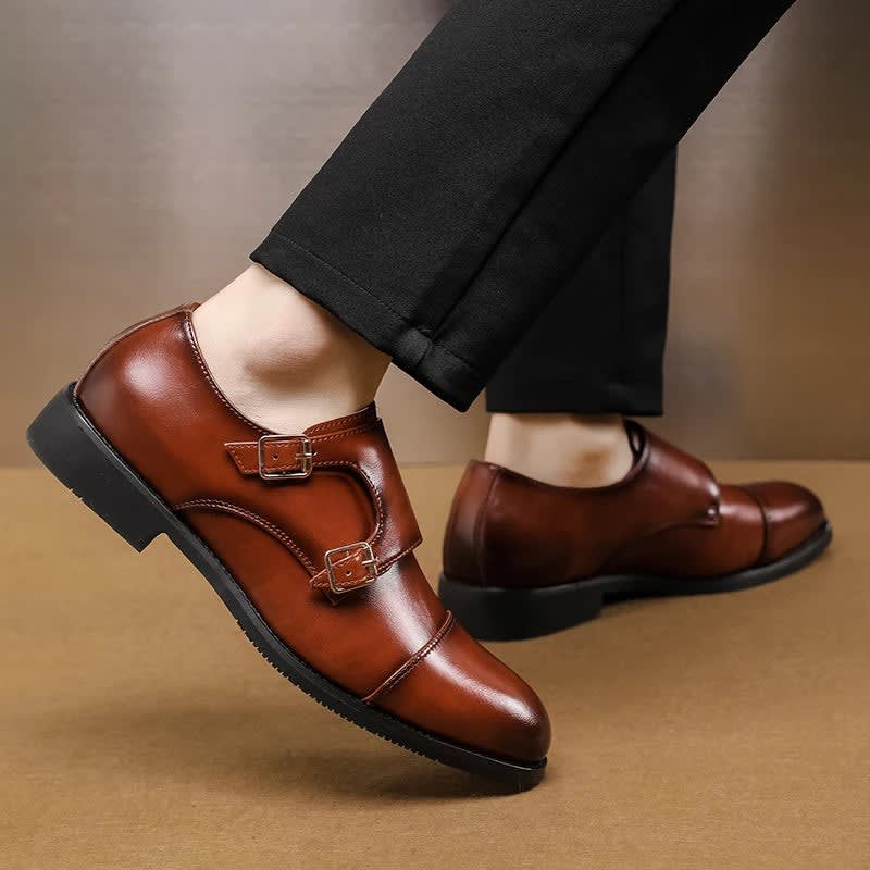 Men's Leather Double Monk Strap Shoes | Gwilym_6
