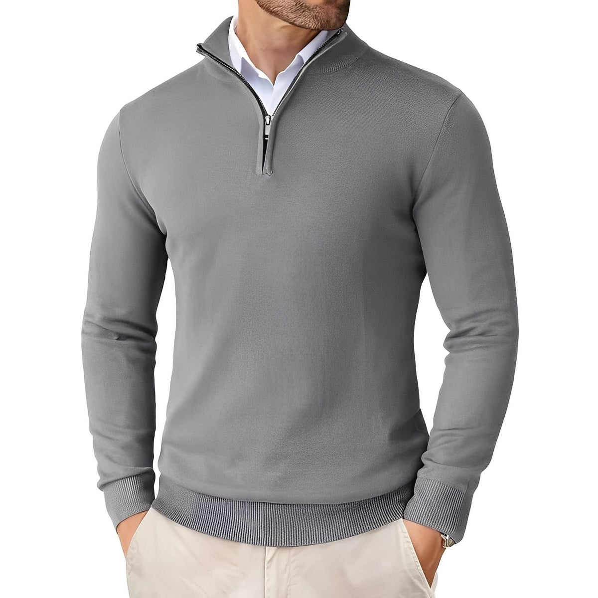 Men's Quarter Zip Knit Jumper | Elio_7