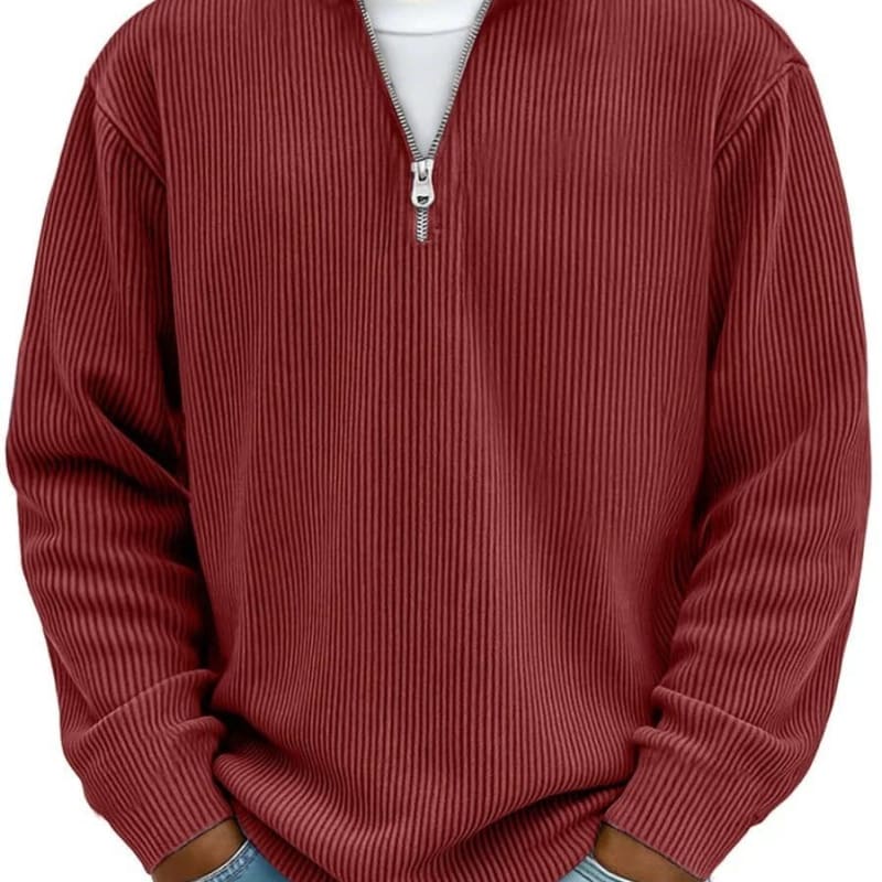 Men's Ribbed Quarter Zip Knit Jumper | Elliot_1