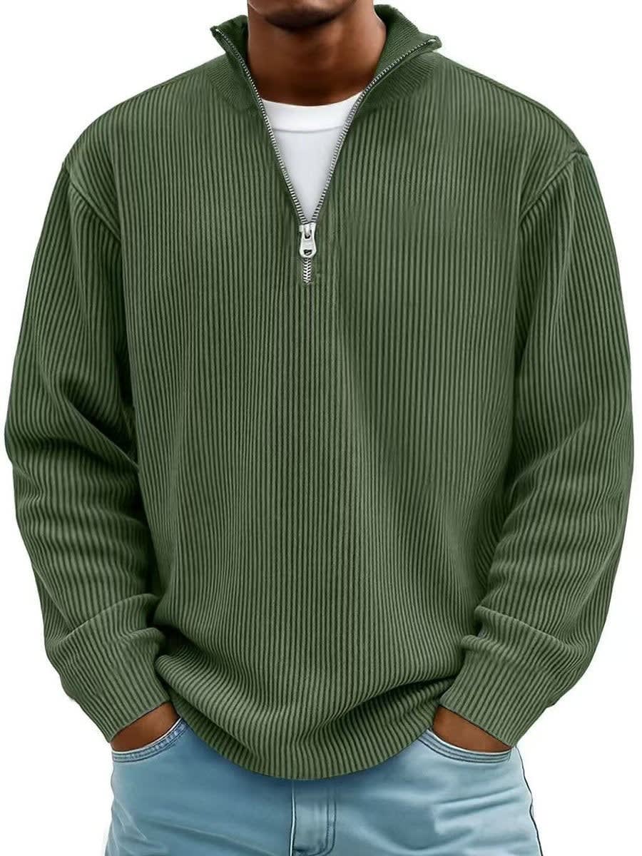 Men's Ribbed Quarter Zip Knit Jumper | Elliot_10