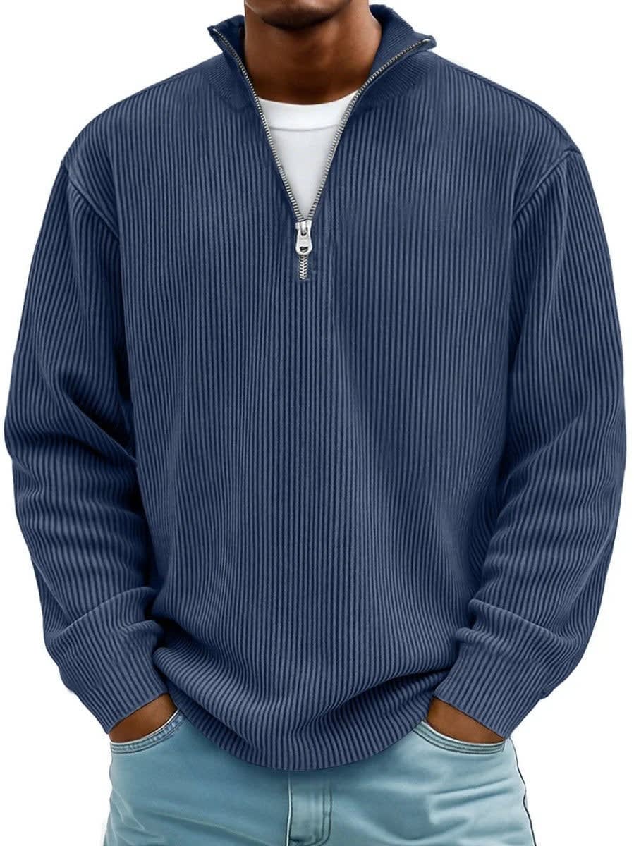 Men's Ribbed Quarter Zip Knit Jumper | Elliot_6