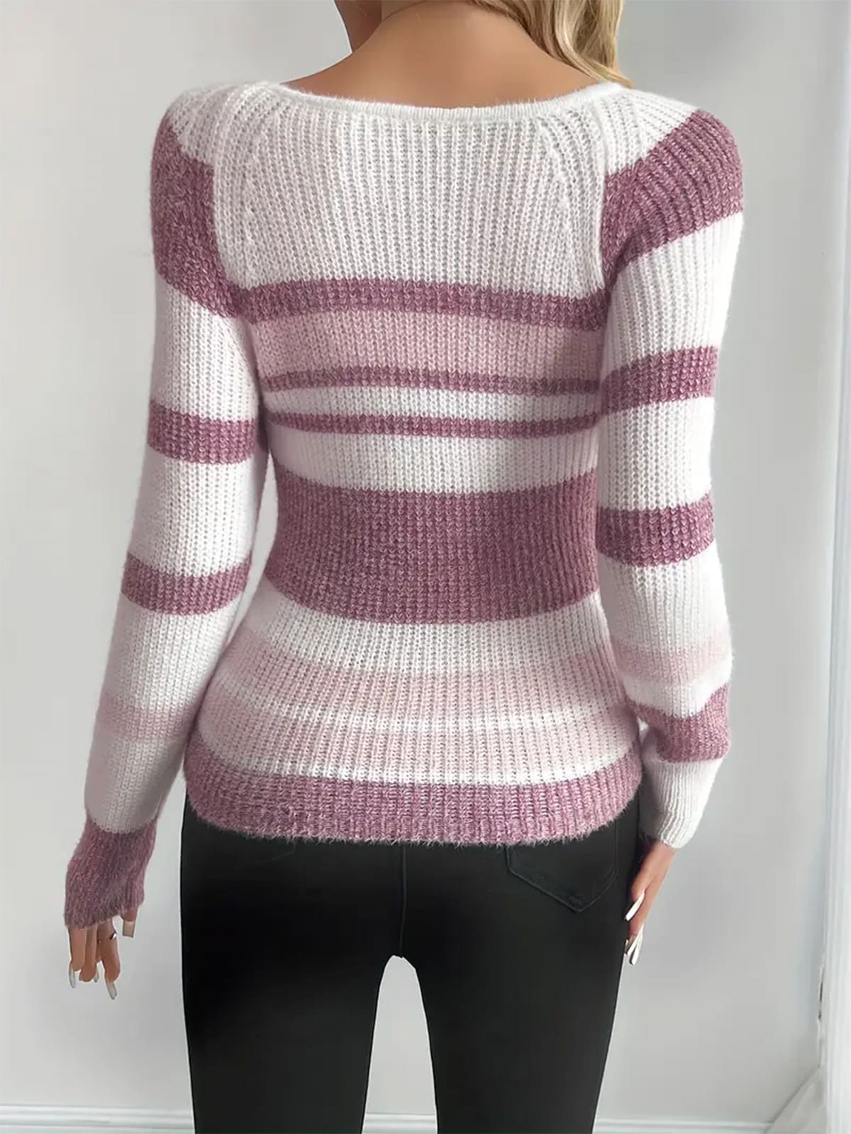 Women's Striped Ribbed Knit Jumper | Theodosia_4