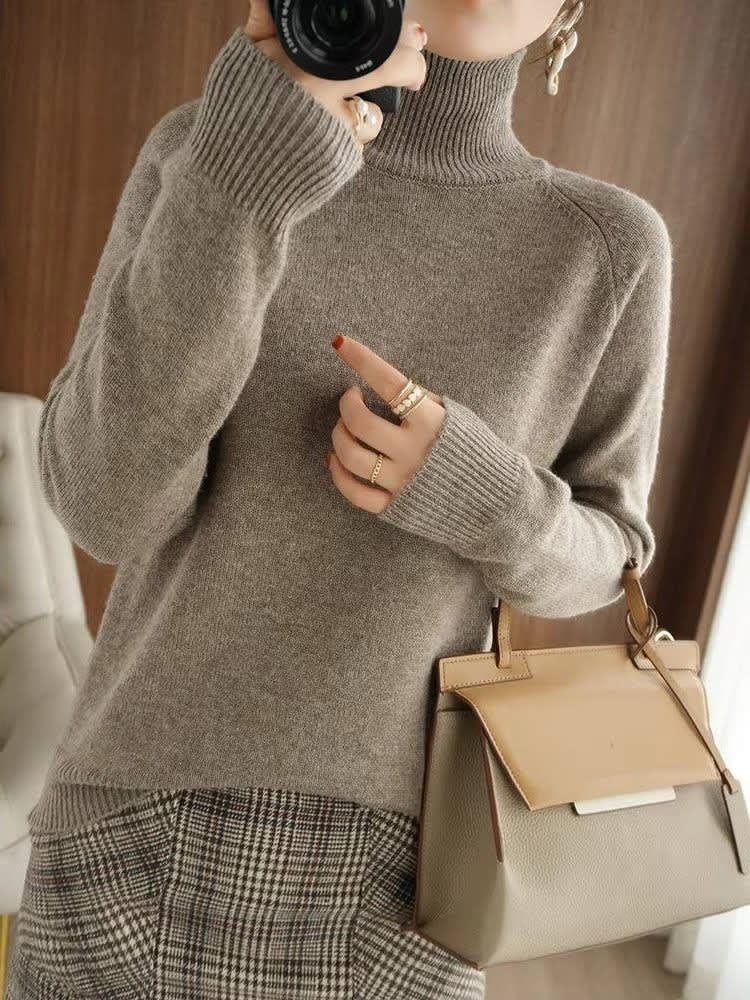 Women's Ribbed Knit Turtleneck Jumper | Mercy_10