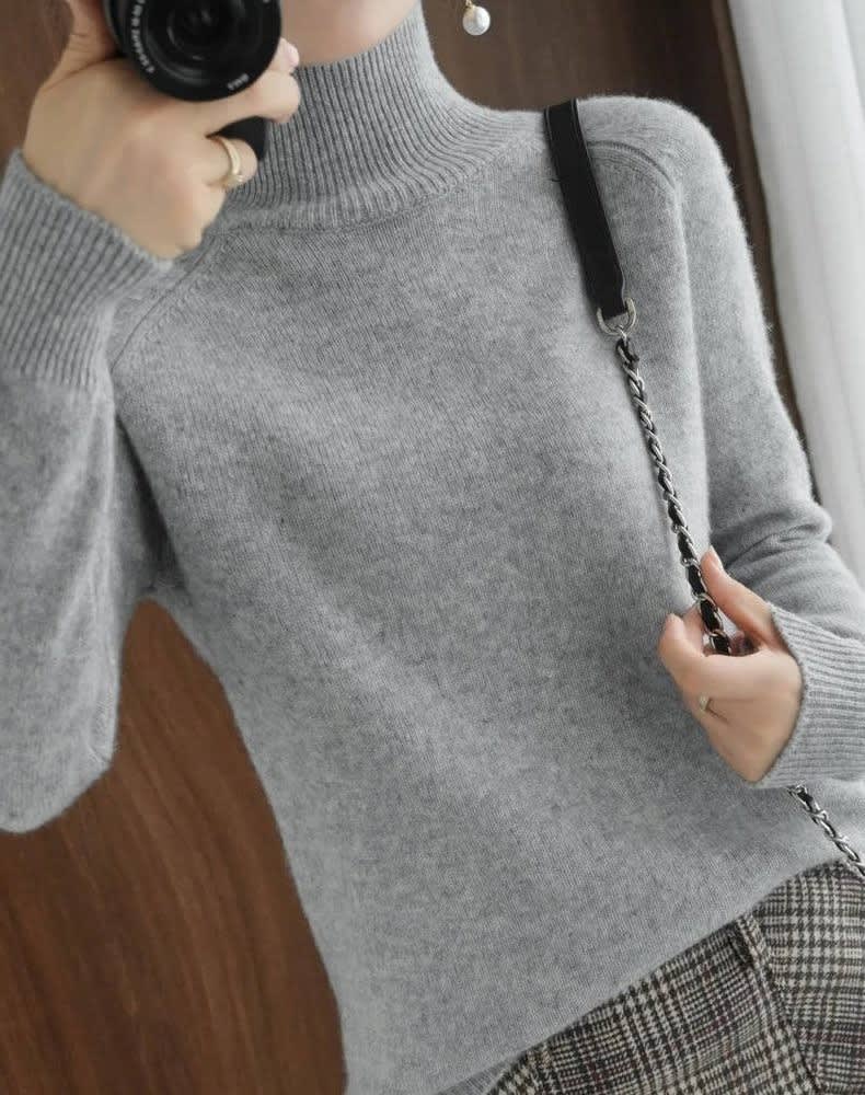 Women's Ribbed Knit Turtleneck Jumper | Mercy_11