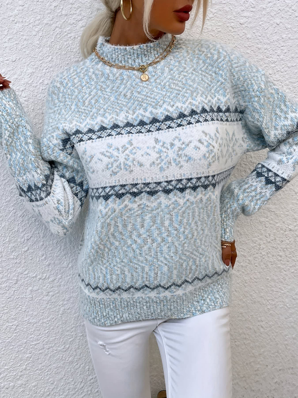 Women's Snowflake High Neck Christmas Jumper | Esme_23