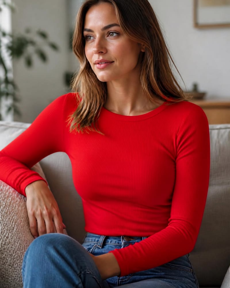 Women's Ribbed Long Sleeve T-Shirt | Juliet_19