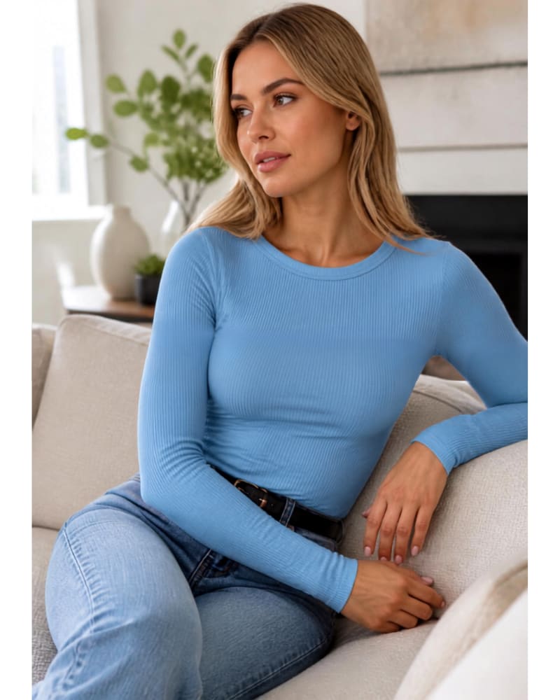 Women's Ribbed Long Sleeve T-Shirt | Juliet_20