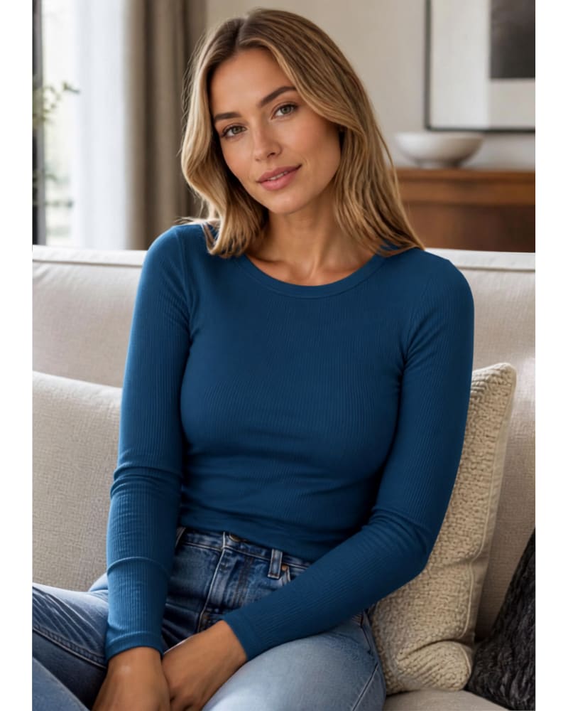 Women's Ribbed Long Sleeve T-Shirt | Juliet_23