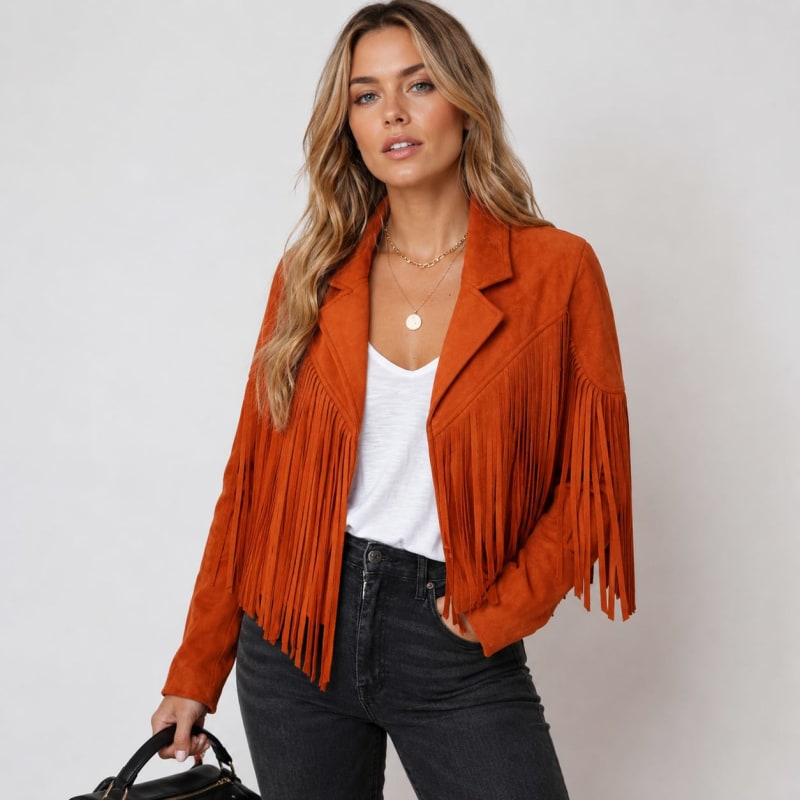 Women's Faux Suede Fringe Jacket | Marisa_1
