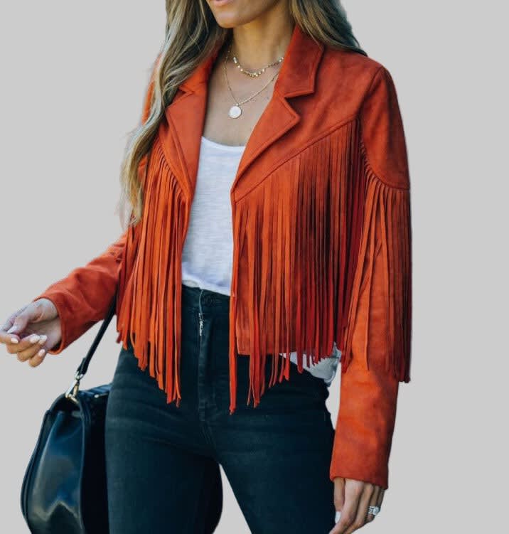 Women's Faux Suede Fringe Jacket | Marisa_2