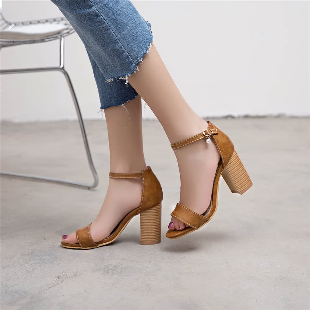 Women's Faux Leather Ankle Strap Sandals | Eurwen_7