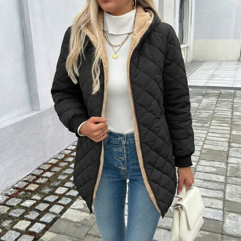 Women's Quilted Longline Coat | Ciara_1