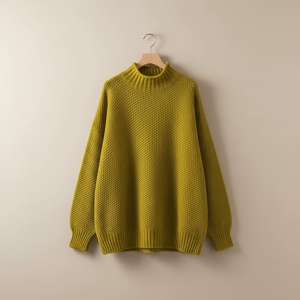 Women's Textured Waffle Knit Mock Neck Jumper | Nicola_12