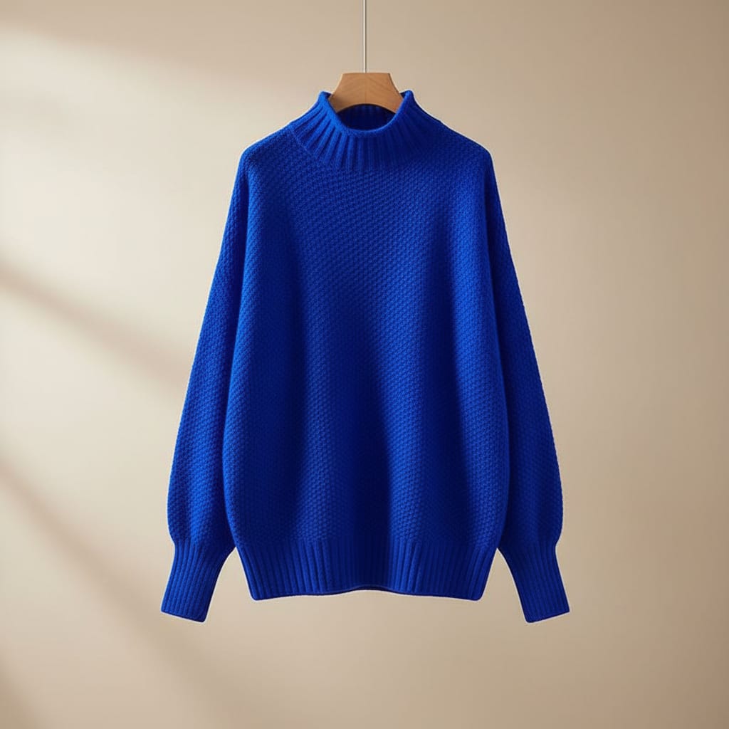 Women's Textured Waffle Knit Mock Neck Jumper | Nicola_13