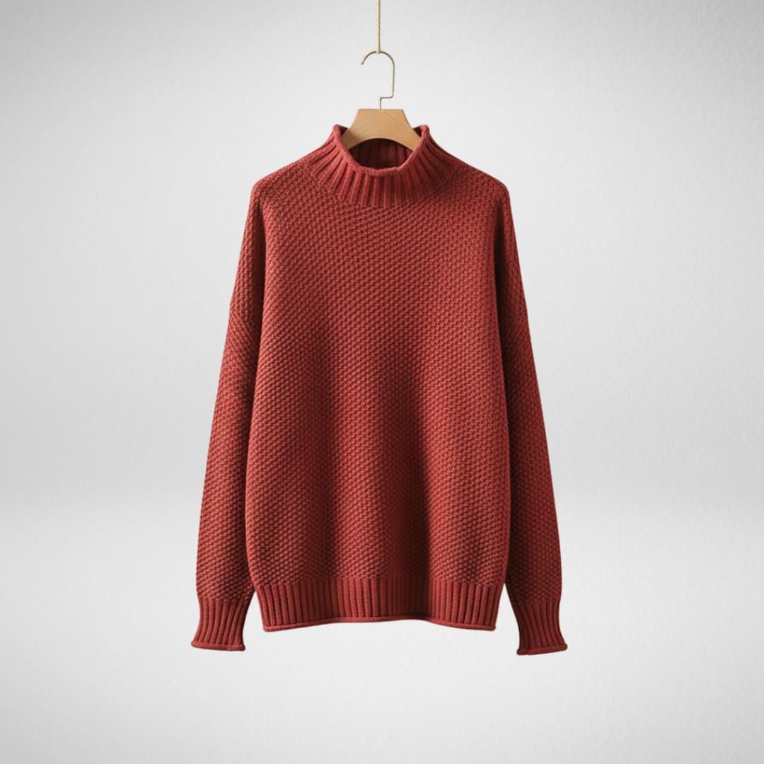 Women's Textured Waffle Knit Mock Neck Jumper | Nicola_2