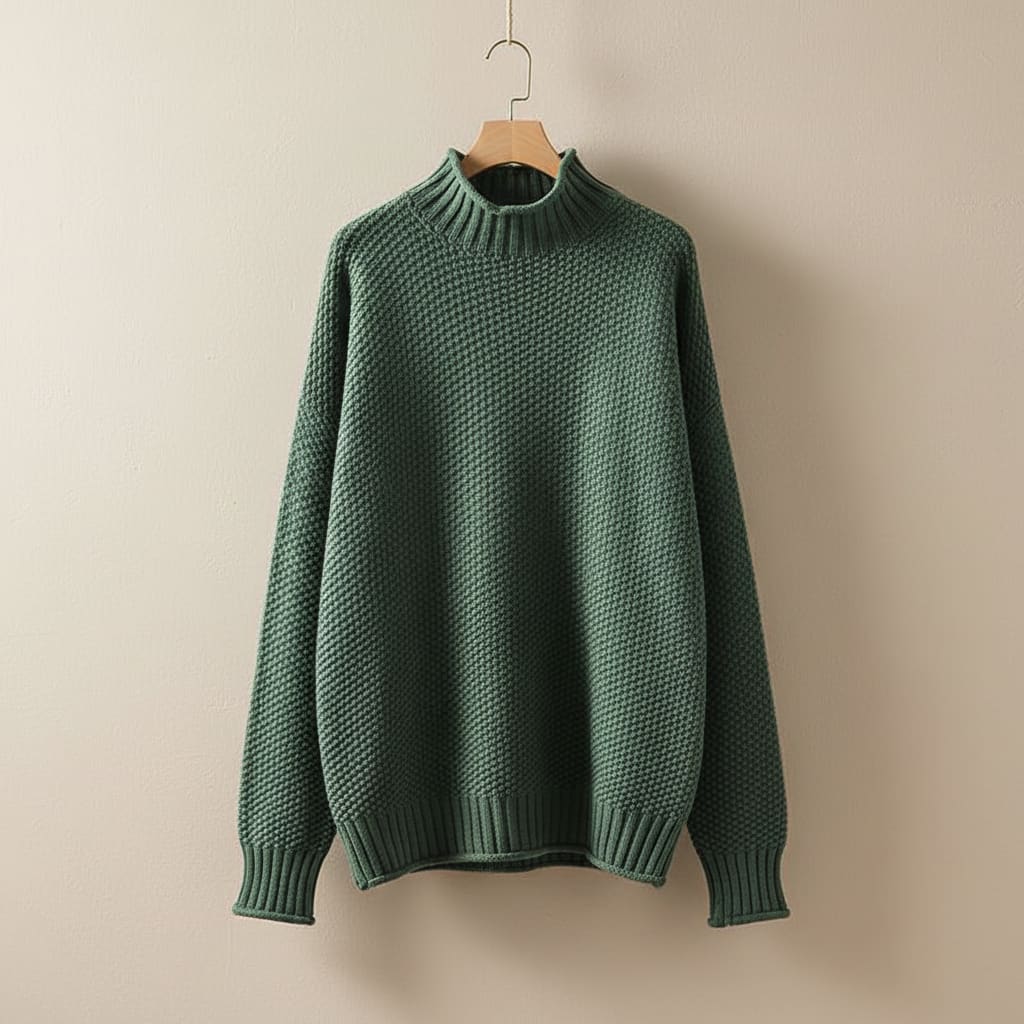 Women's Textured Waffle Knit Mock Neck Jumper | Nicola_5