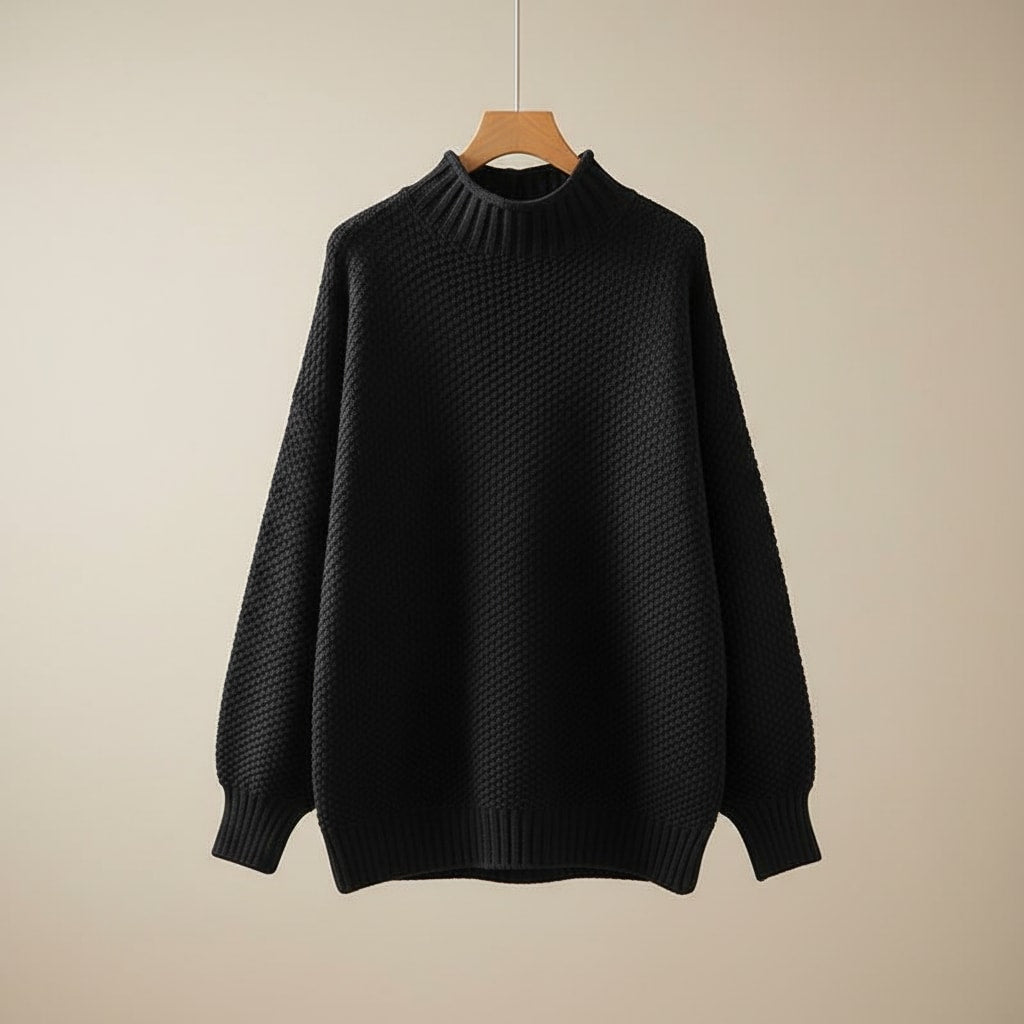 Women's Textured Waffle Knit Mock Neck Jumper | Nicola_8