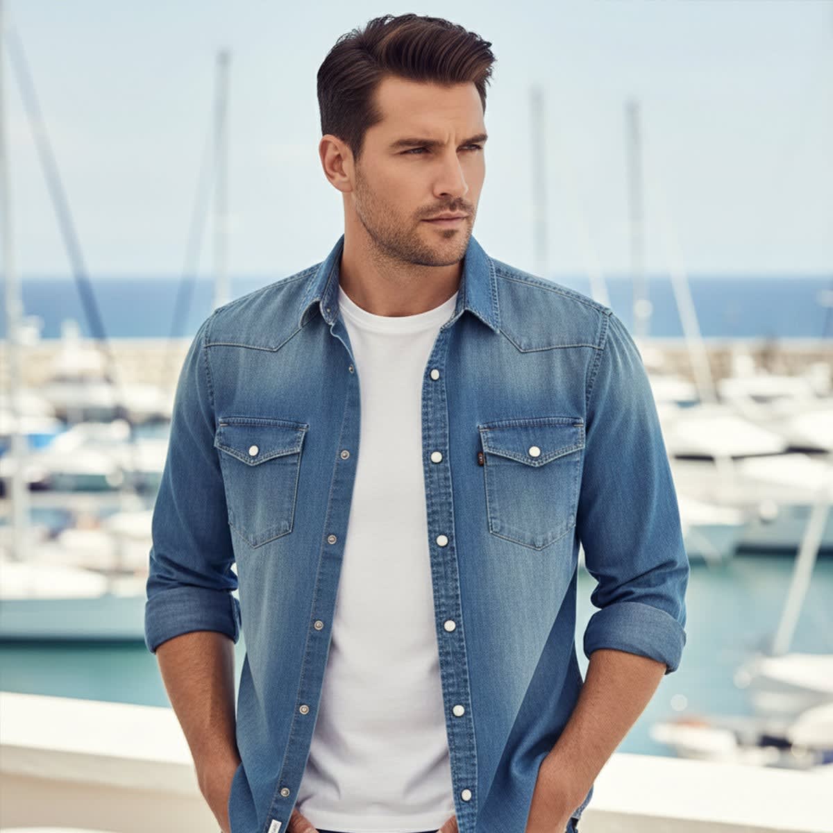 Men's Slim Fit Denim Shirt | Jem_9