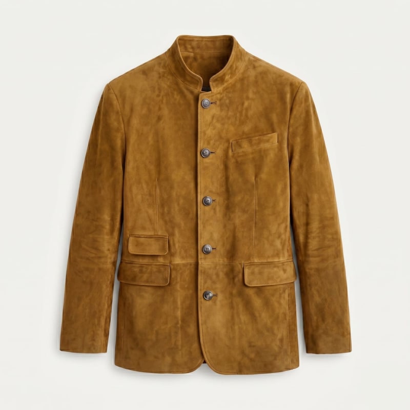 Men's Suede Stand Collar Jacket | Micah_1