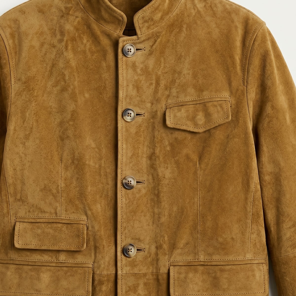 Men's Suede Stand Collar Jacket | Micah_10