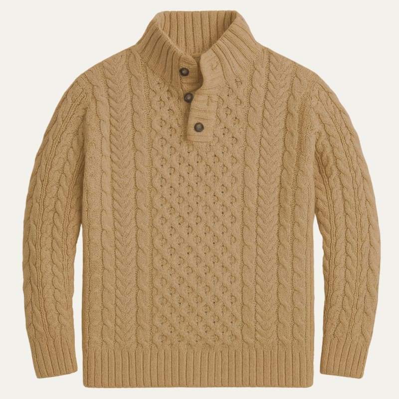 Men's Cable Knit Button Neck Jumper | Johnny_1