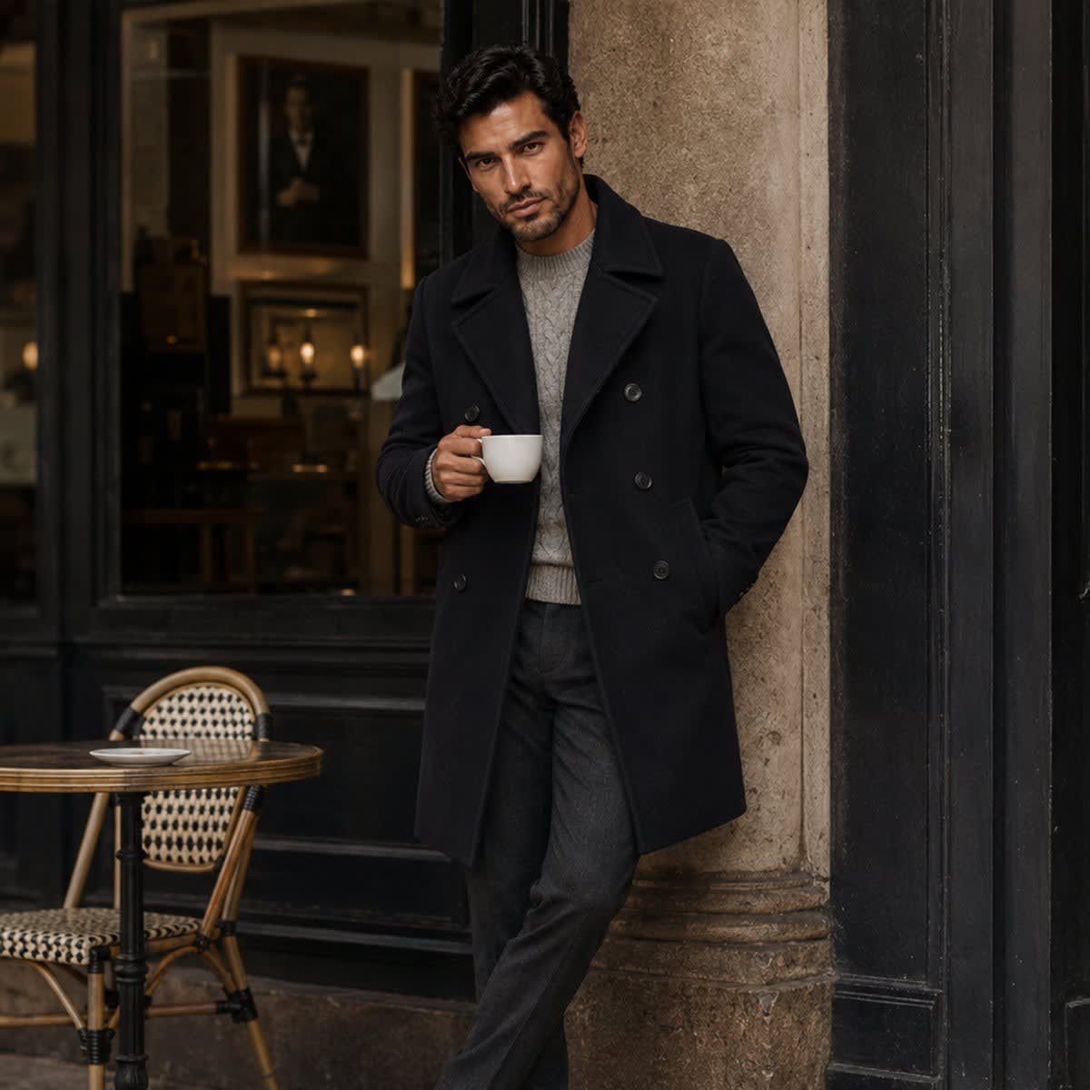 Men's Wool Blend Double Breasted Pea Coat | Joseph_6