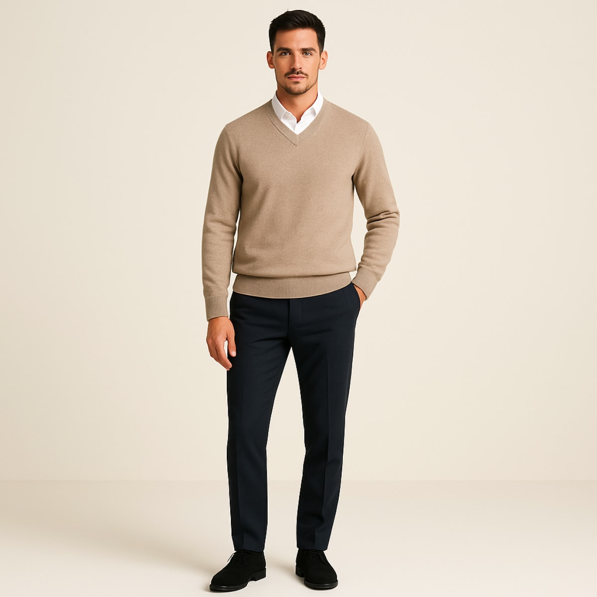 Men's Cashmere V-Neck Jumper | Logan_2