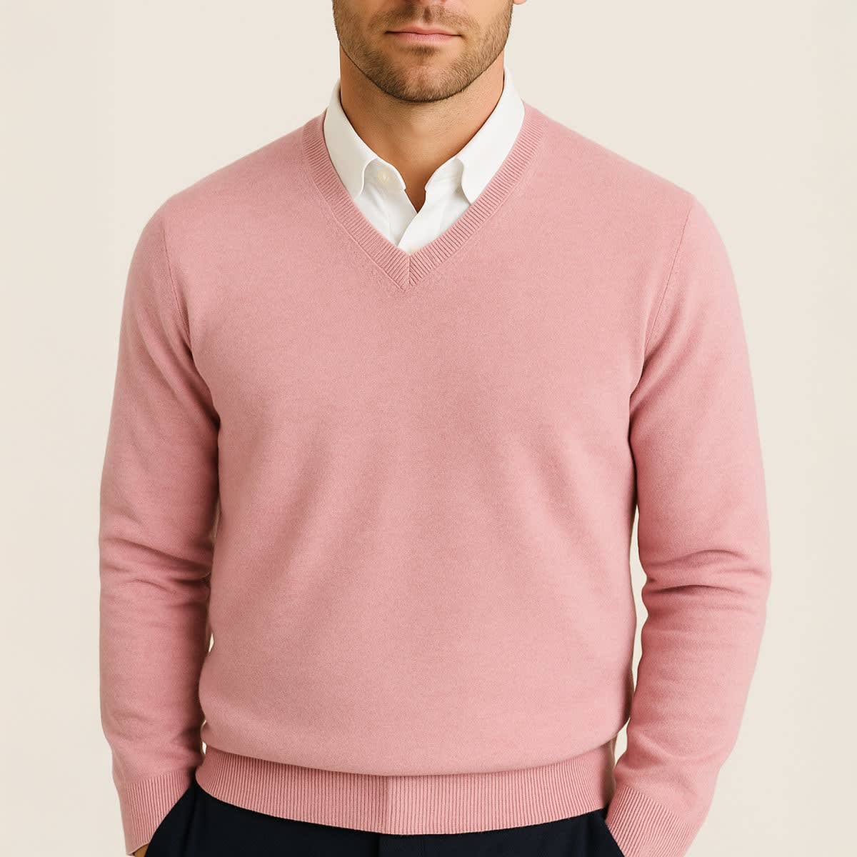 Men's Cashmere V-Neck Jumper | Logan_6