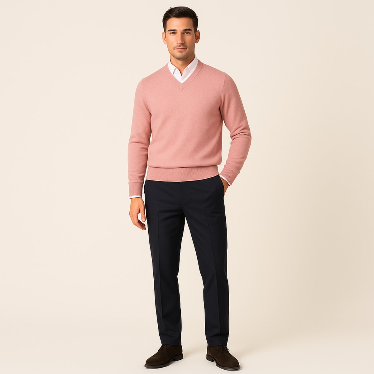 Men's Cashmere V-Neck Jumper | Logan_7