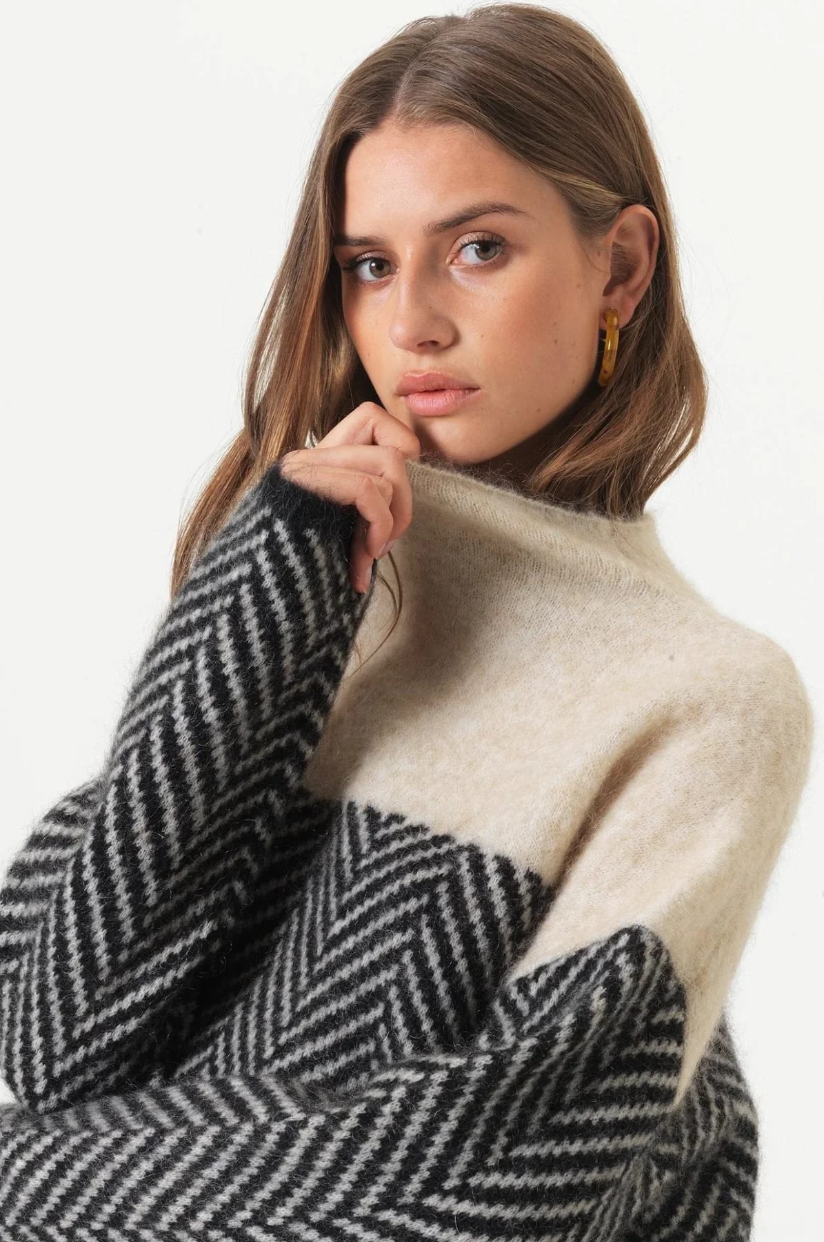 Women's Chevron Knit Turtleneck | Dela_3