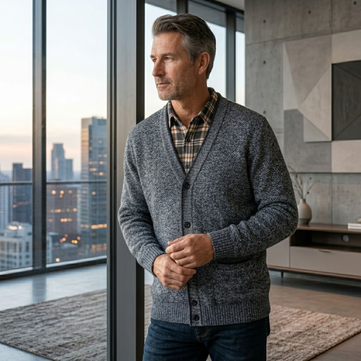 Men's Fleece Lined Knit Cardigan | Jacob_4