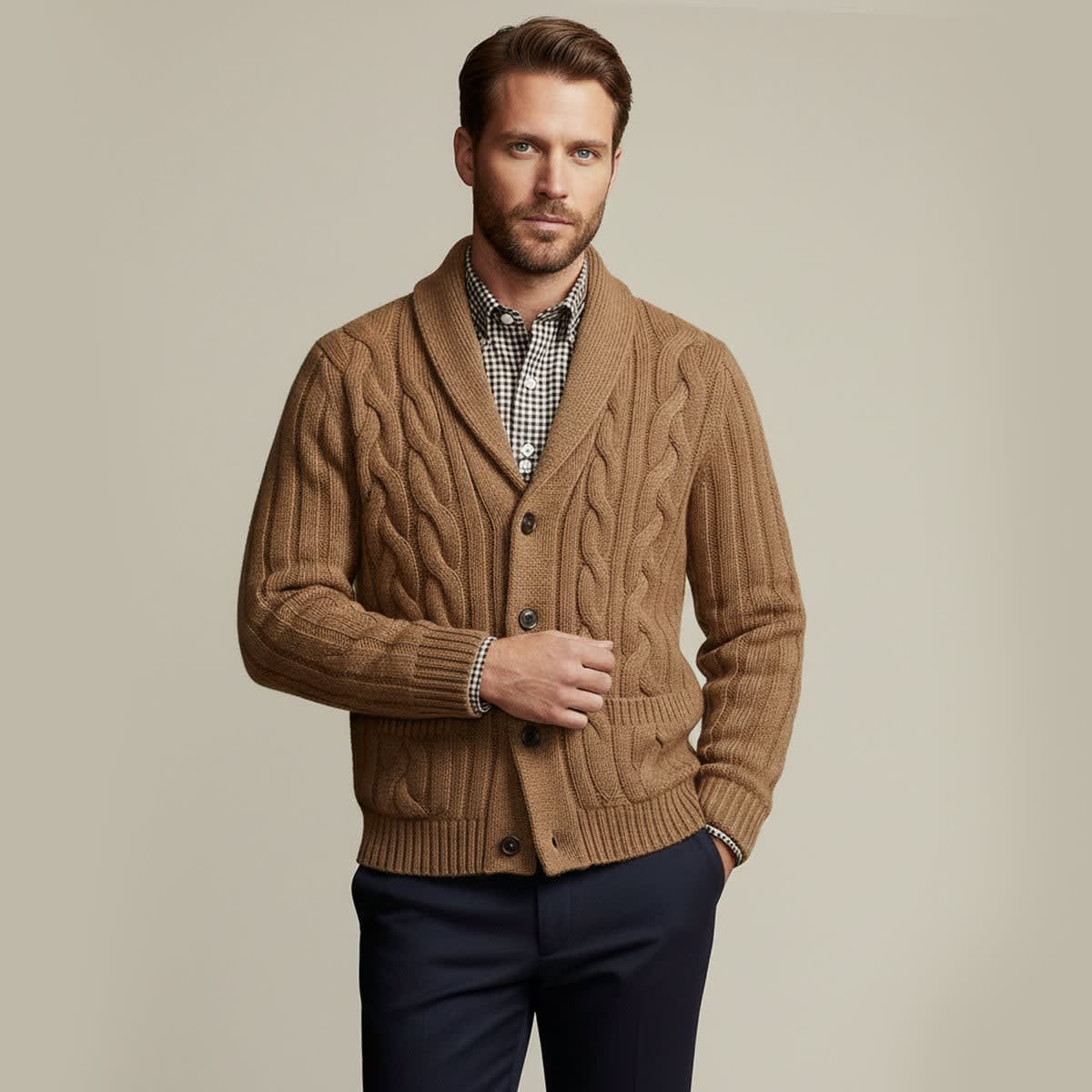 Men's Merino Wool Shawl Collar Cardigan | Keir_2