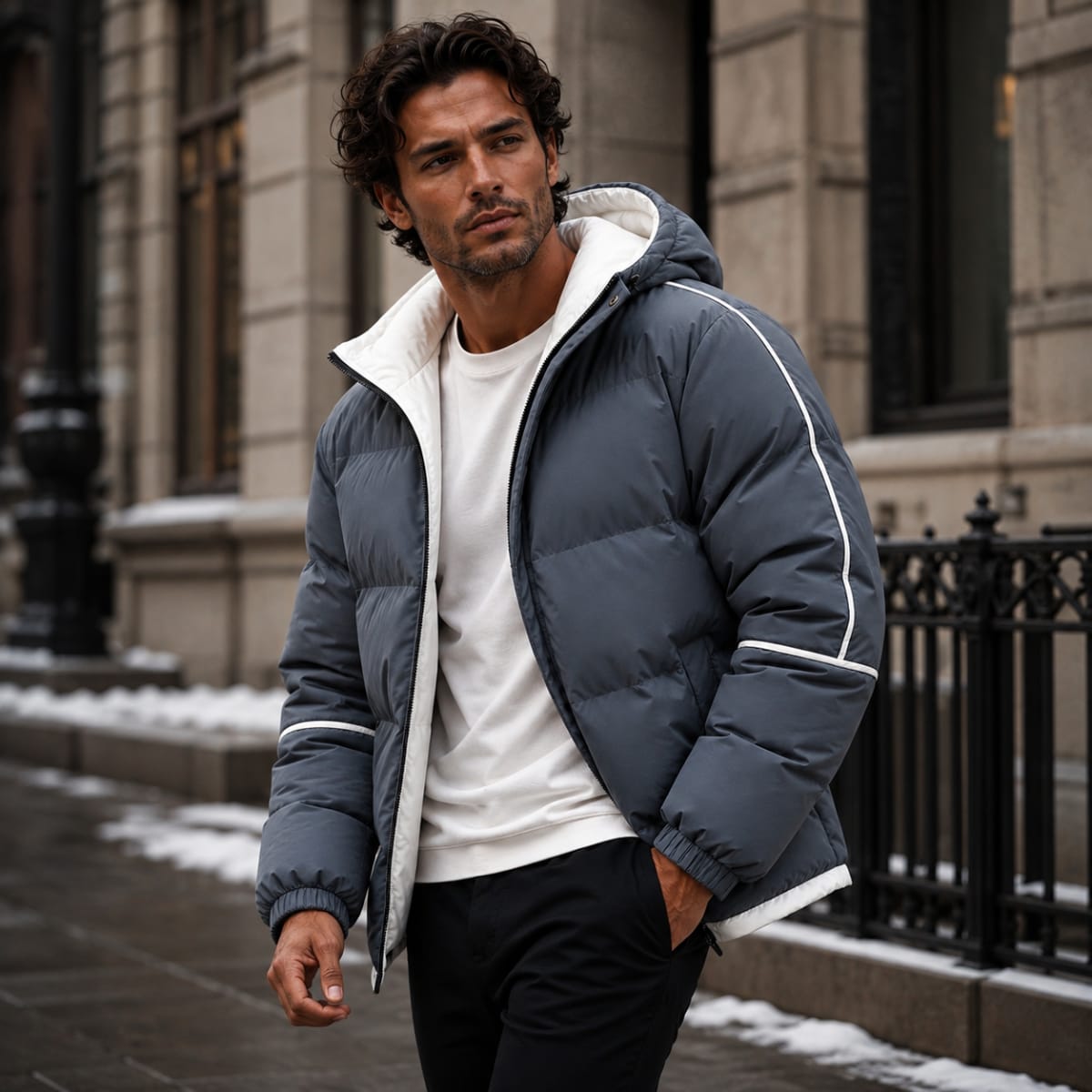 Men's Waterproof Hooded Puffer Jacket | Kevin_11