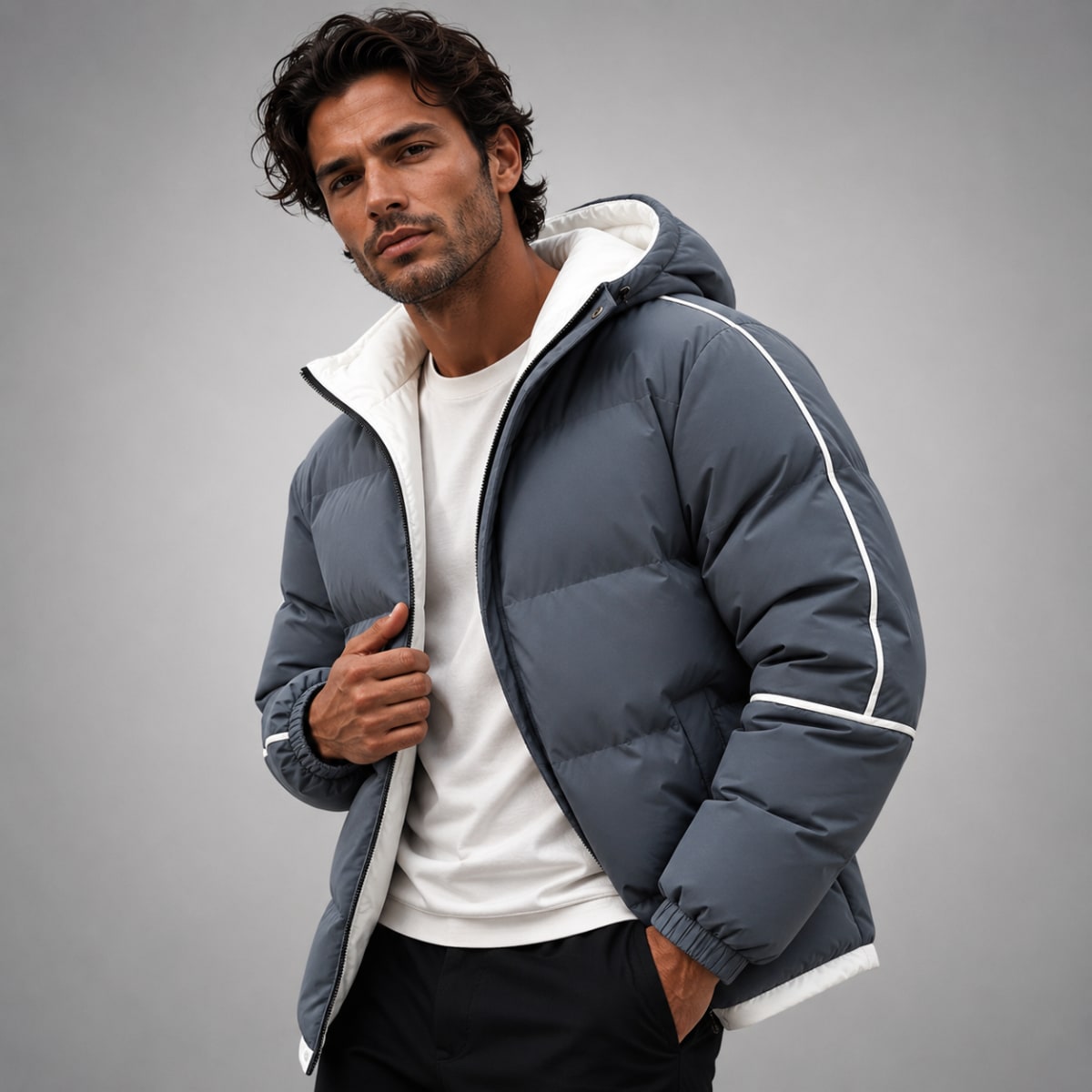 Men's Waterproof Hooded Puffer Jacket | Kevin_5