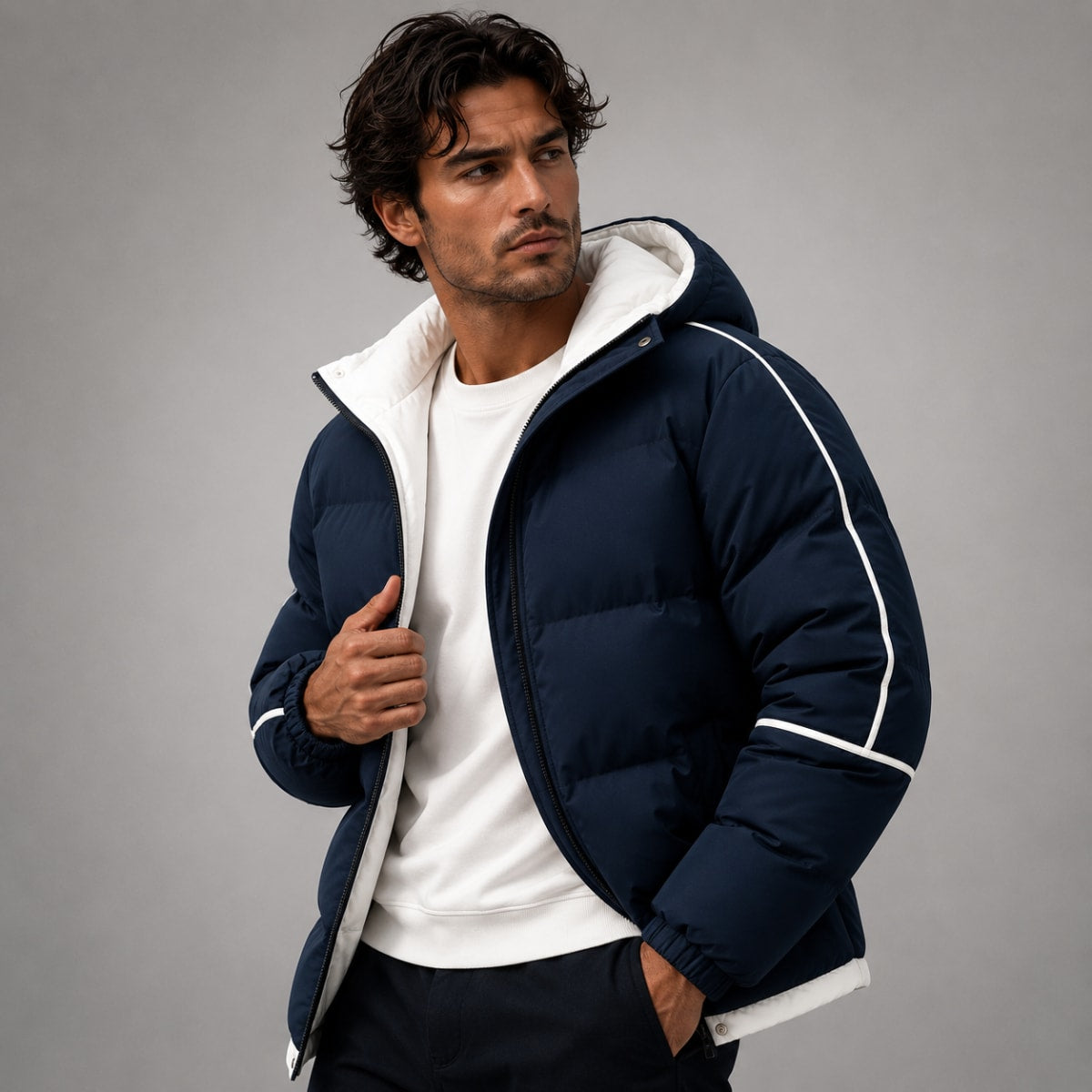 Men's Waterproof Hooded Puffer Jacket | Kevin_7