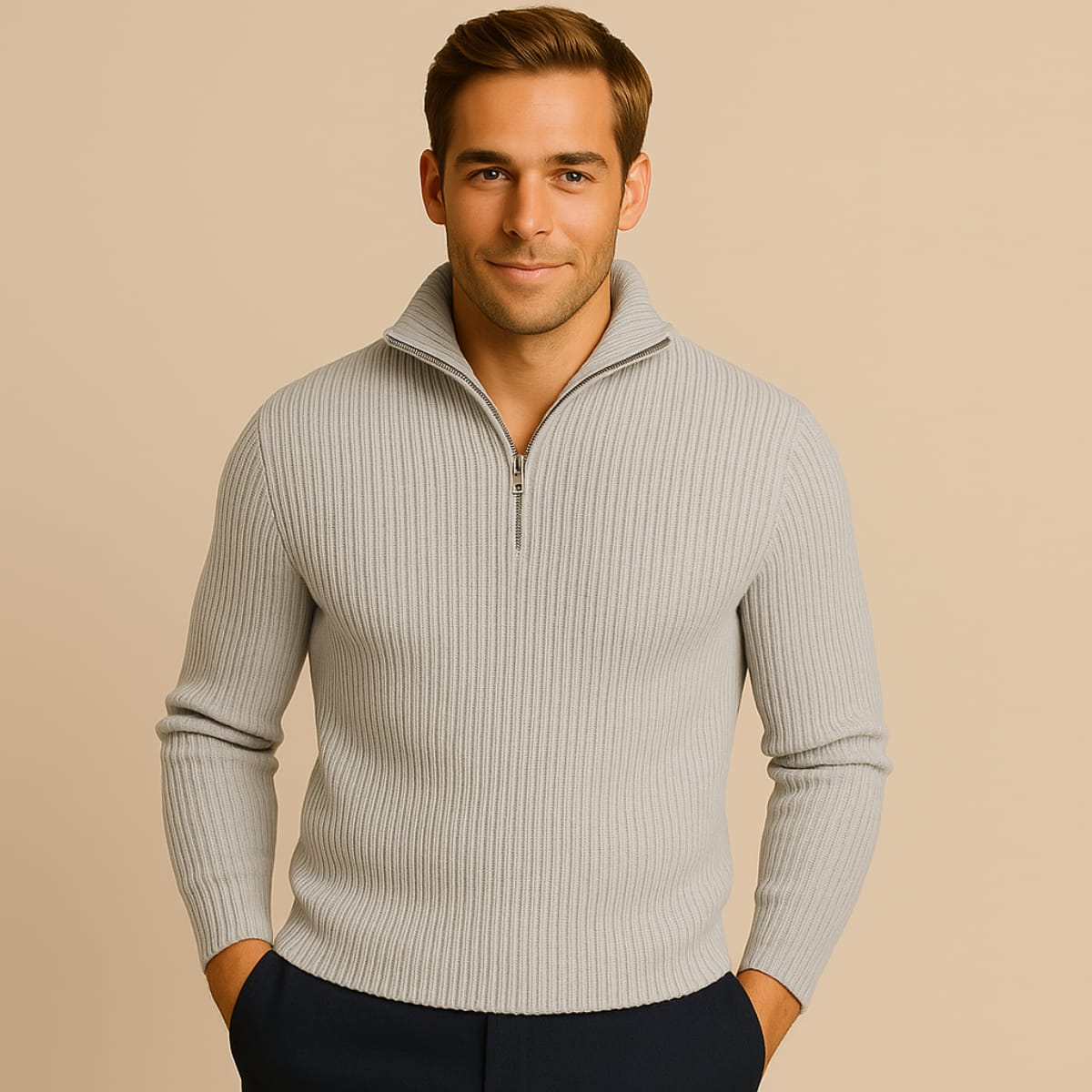 Men's Merino Wool Quarter Zip Jumper | James_2