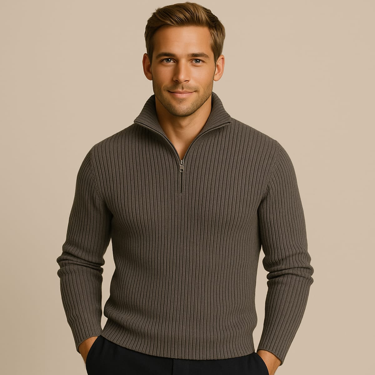 Men's Merino Wool Quarter Zip Jumper | James_5