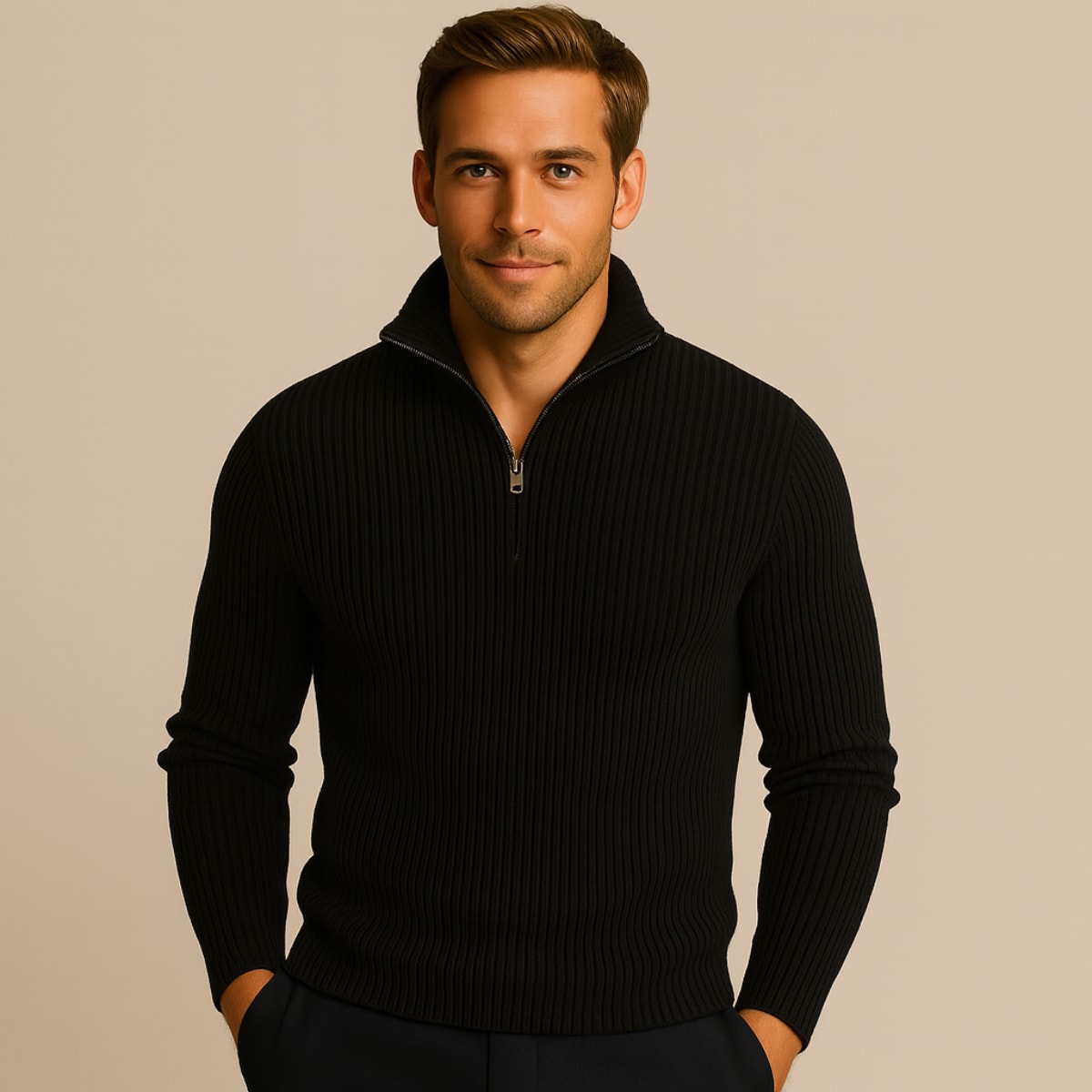 Men's Merino Wool Quarter Zip Jumper | James_7