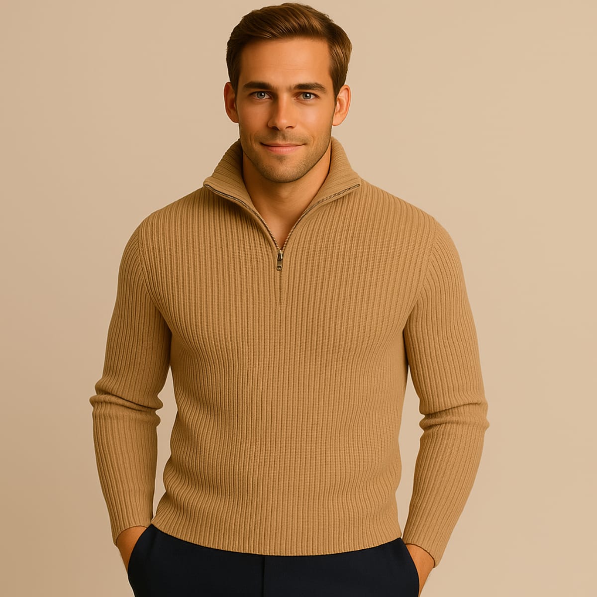 Men's Merino Wool Quarter Zip Jumper | James_8