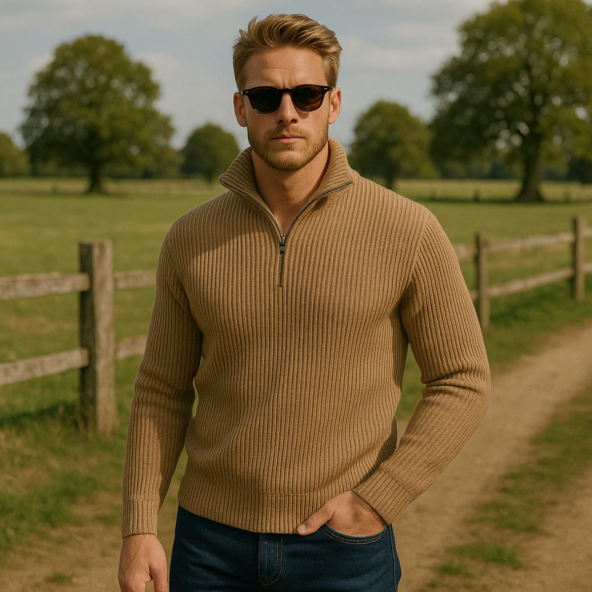 Men's Merino Wool Quarter Zip Jumper | James_9