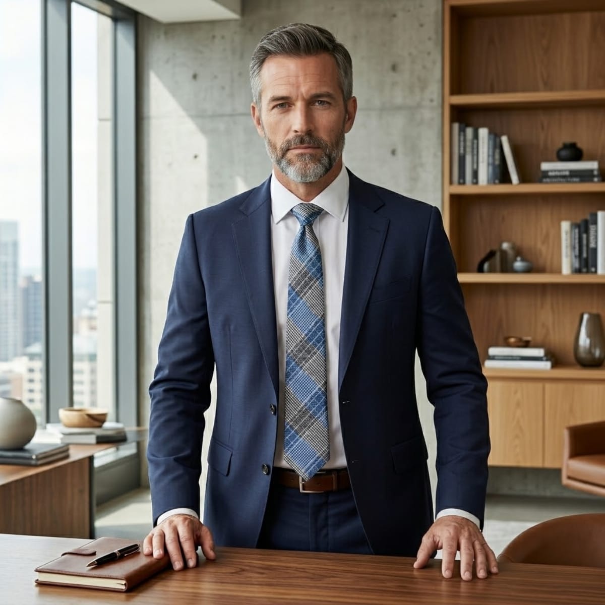 Men's Blue Checked Tie | David_3