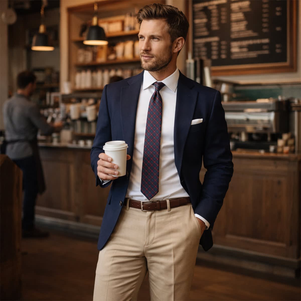 Men's Windowpane Check Tie | Fionn_5