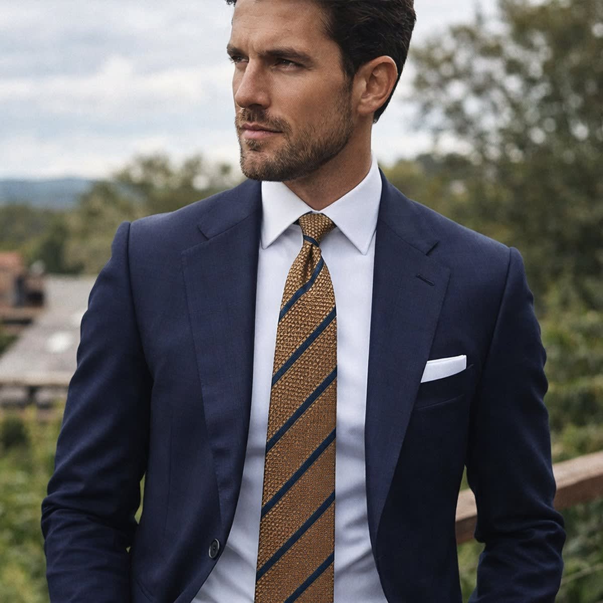 Men's Striped Jacquard Neck Tie | Casper_5