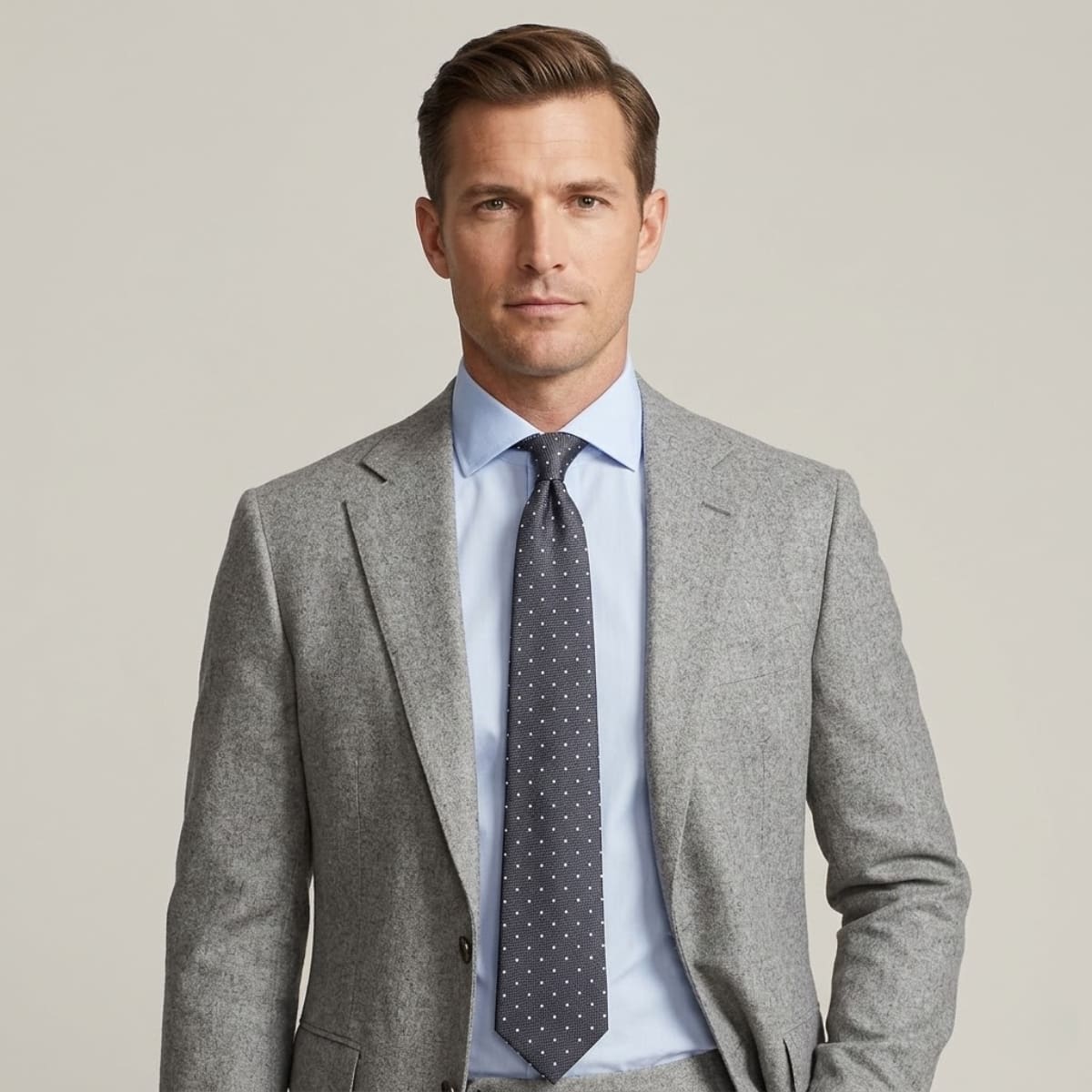 Men's Grey Polka Dot Tie | Claud_2