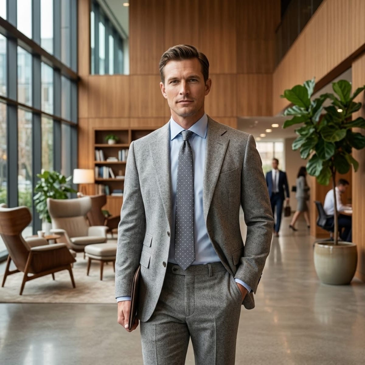 Men's Grey Polka Dot Tie | Claud_3