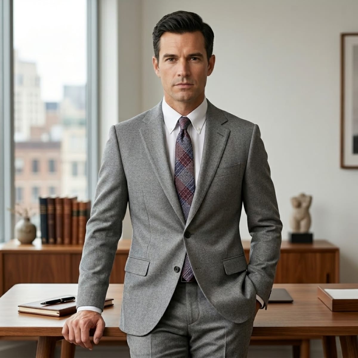 Men's Maroon Checked Tie | Donnchadh_3